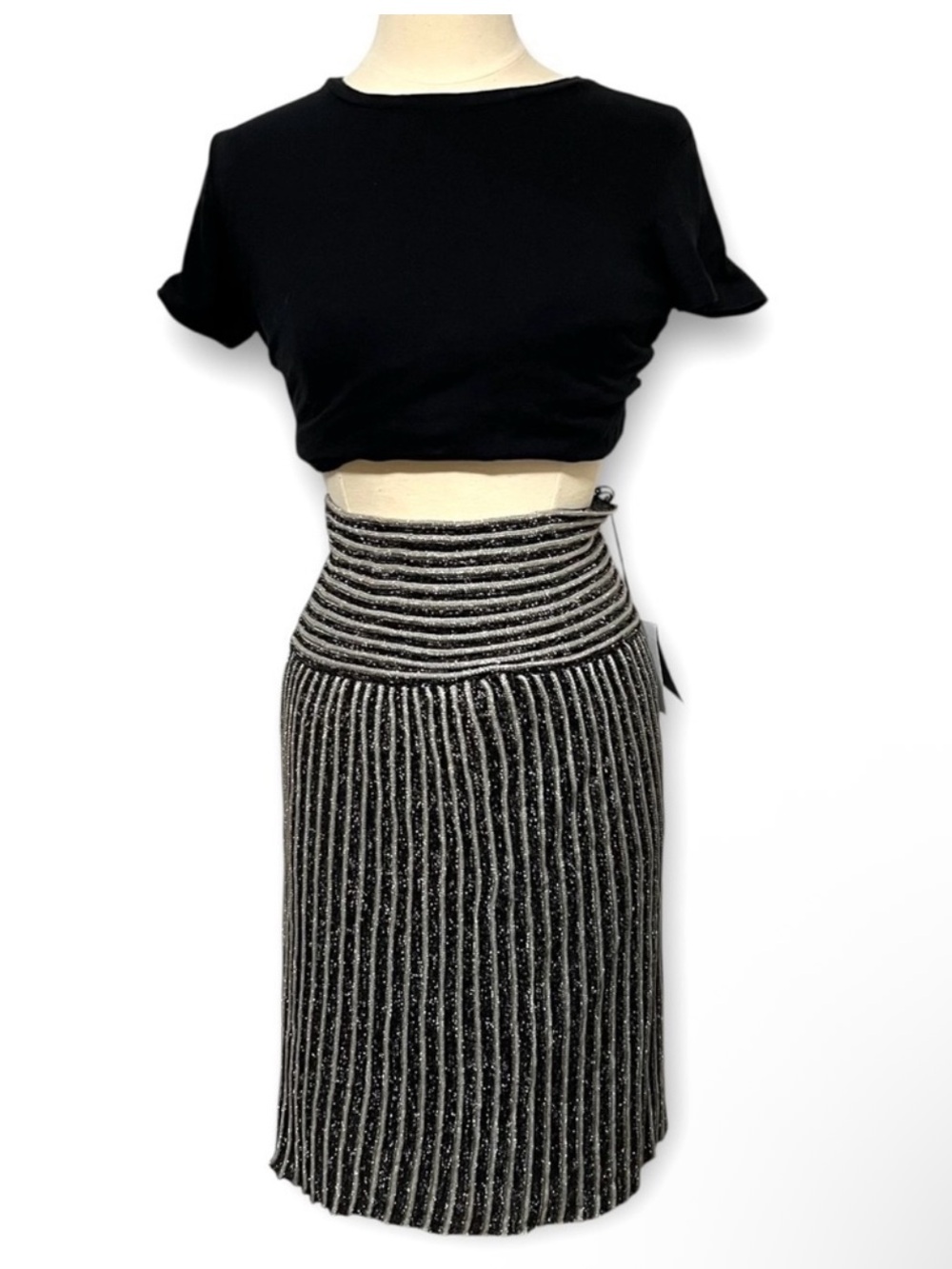 M by Missoni Zig Zag Metallic Midi Skirt Size 8 New